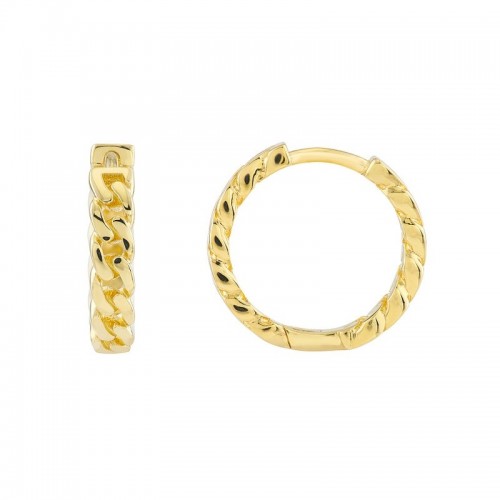 14K Yellow Gold Curb Huggie Hoops