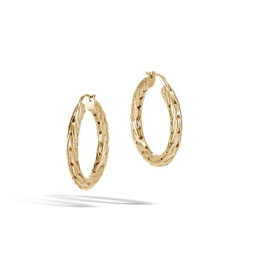 John Hardy Essentials Carved Chain 26mm Hoops in 18K Gold
