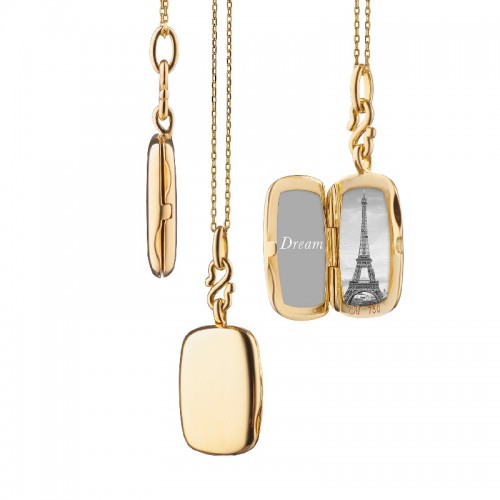 Monica Rich Kosann Slim Britt Gold Locket Necklace