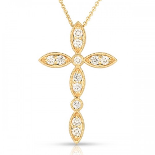 Stylized Diamond Cross in Yellow Gold