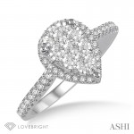 Ashi 1/2 CT Pear Lovebright Essential Ring with Rose Accents