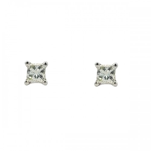 0.30 Carat Princess Diamond Studs in 14K White Gold