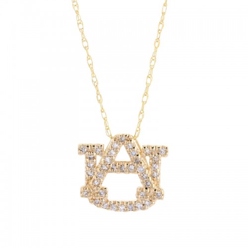 Small Diamond AU Pendant in 14K Yellow Gold