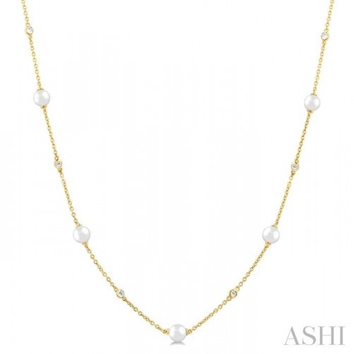 Ashi Pearl and Diamond Station Necklace