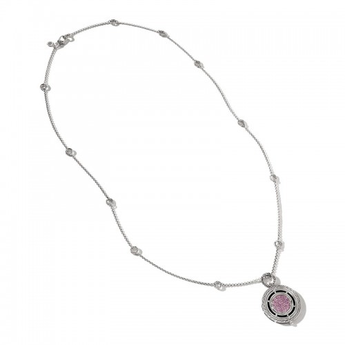 John Hardy Pink Tourmaline Moon Door Pendant Necklace