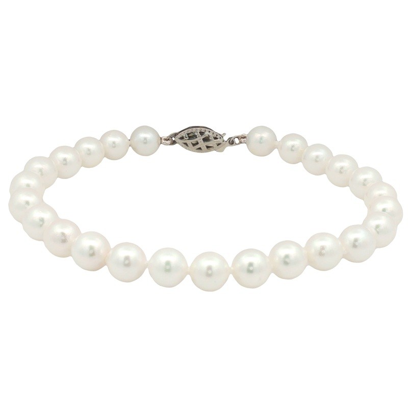 6x6.5mm AA+ Akoya Pearl Bracelet with 14K White Gold