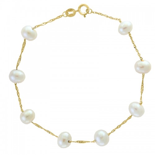 14Y Tin Cup Pearl Bracelet