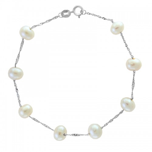 14W Tin Cup Pearl Bracelet