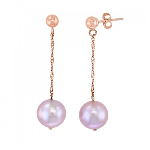 14K Rose Gold Freshwater Pearl Drop Studs