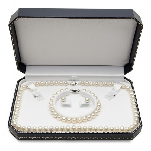 6x7mm 3 Piece Pearl Set in Sterling Silver