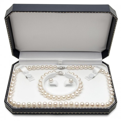 7x8mm 3 Piece Pearl Set in 14K White Gold