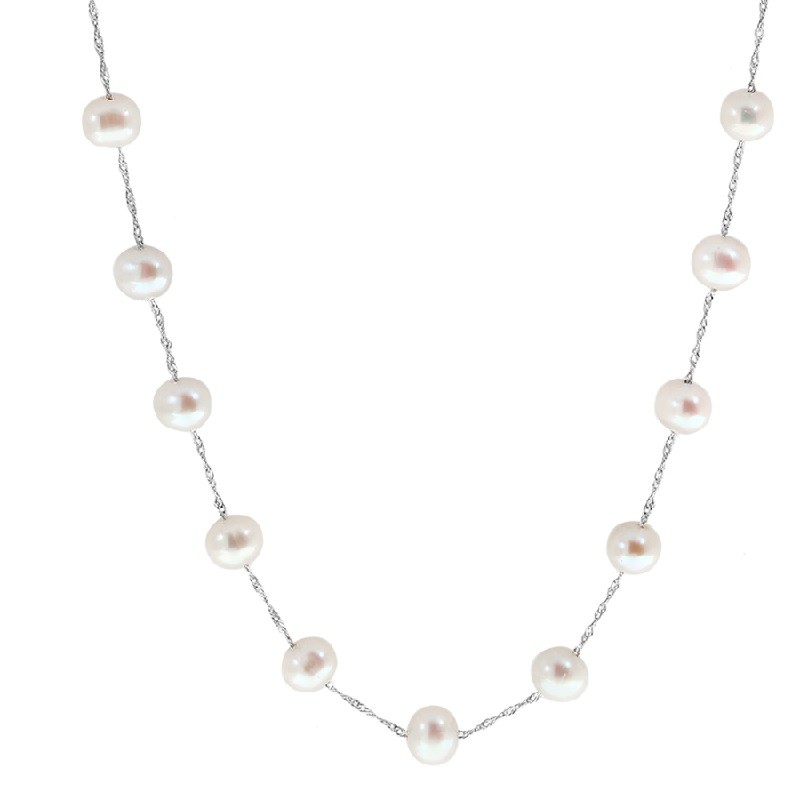 14W Tin Cup Pearl Necklace