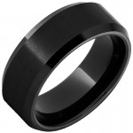 BLACK DIAMOND CERAMIC BEVELED EDGE BAND WITH SATIN FINISH