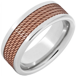 SERINIUM PIPE CUT BAND WITH COPPER INLAY AND CABLE LASER ENGRAVING