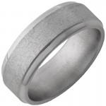 TITANIUM FLAT BAND WITH STEP BEVELED EDGES AND STONE FINISH