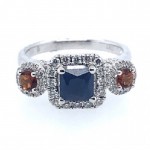 STERLING SILVER  WAR EAGLE RING WITH DIAMONDS