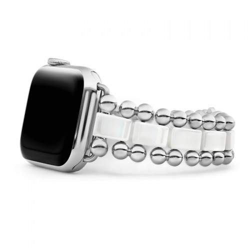 Lagos White Ceramic and Stainless Steel Watch Bracelet 38-44mm