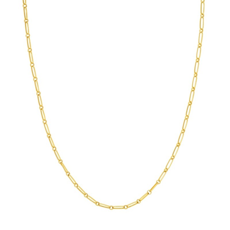 Oval and Round Open Link Chain in 14K Yellow Gold