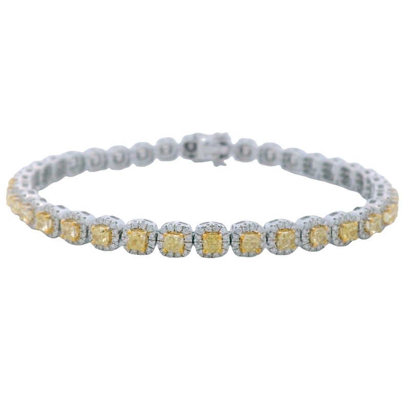 Natural Yellow Diamond Halo Bracelet