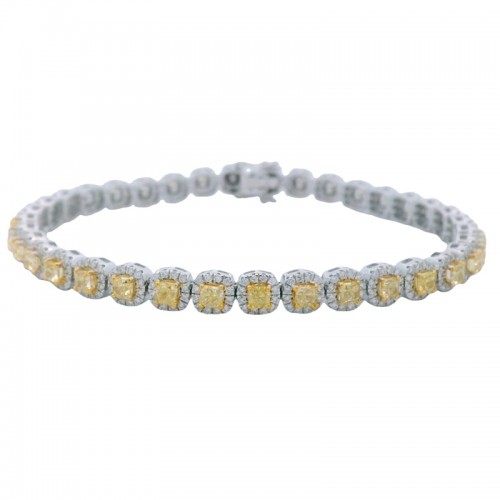 Natural Yellow Diamond Halo Bracelet