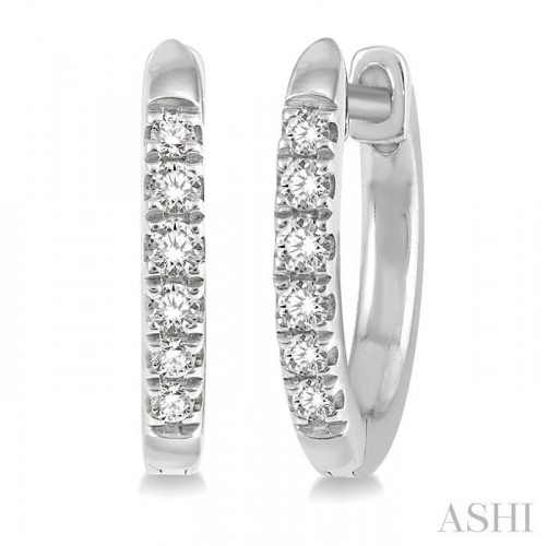 Ashi Petite Diamond Huggie Earrings in 10K White Gold
