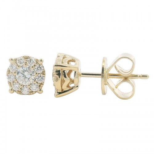 Diamond Flower Cluster Studs in 14K Yellow Gold