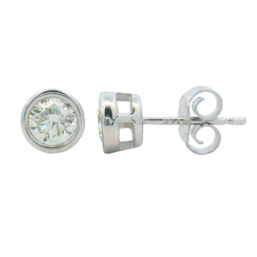 0.65ct Diamond Bezel Studs in 14K White Gold