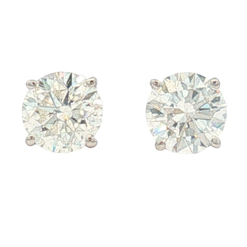 1.07ct Diamond Solitaire Studs in 14K White Gold