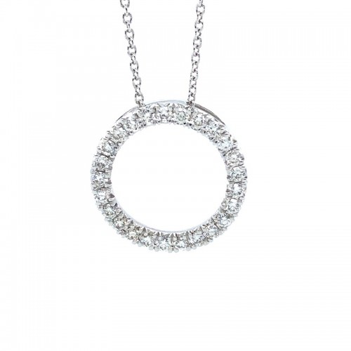 Diamond Circle Pendant in 14K White Gold