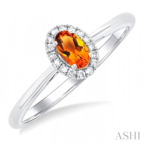Ashi Oval Citrine and Diamond Halo Ring