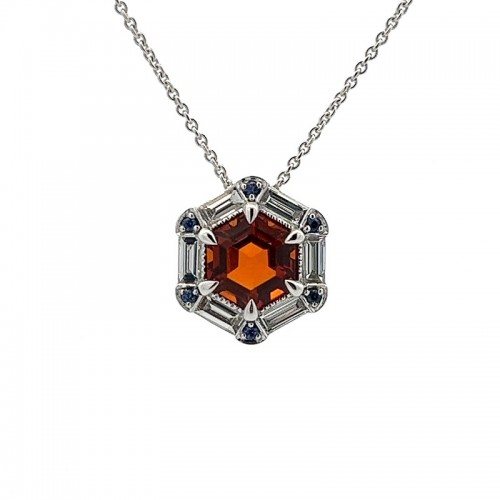 Hexagon Spirit Pendant in White Gold