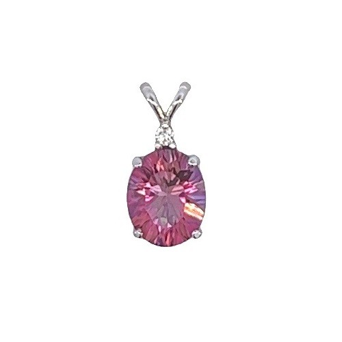 Mystic Quartz and Diamond Pendant