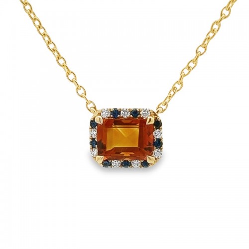 Emerald-cut Spirit Pendant with Alternating Halo