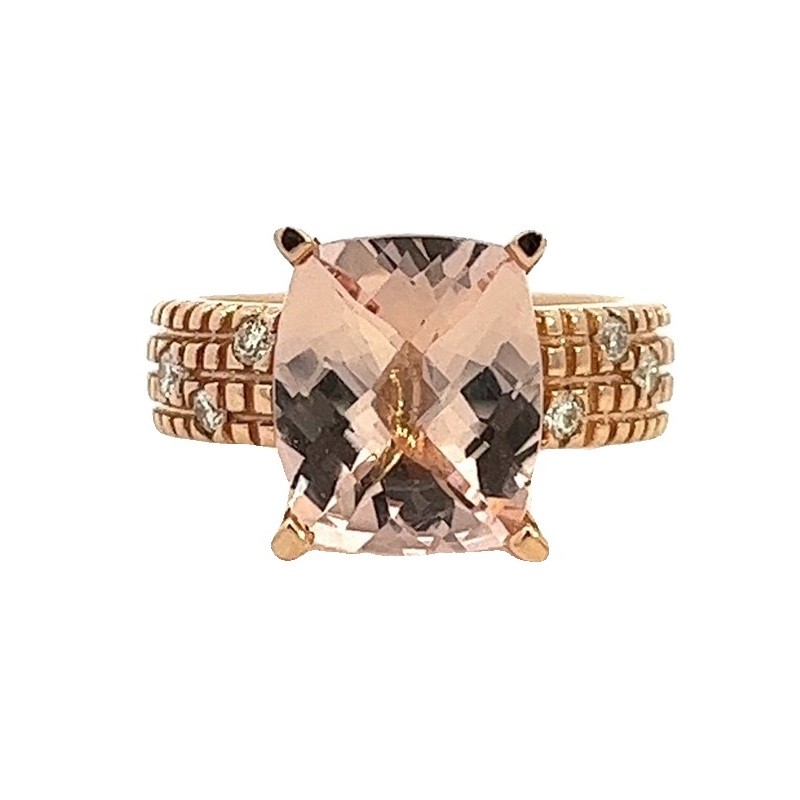 Impressive Morganite Ring with Diamond Accents in Rose Gold