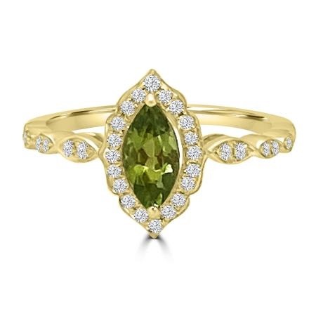 Marquise Peridot Ring with Halo