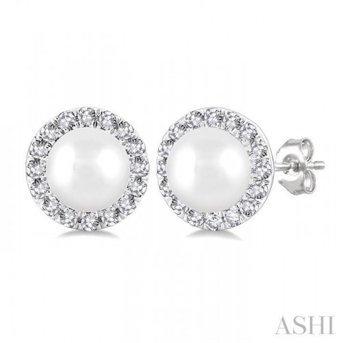 Ashi Pearl and Diamond Halo Earrings