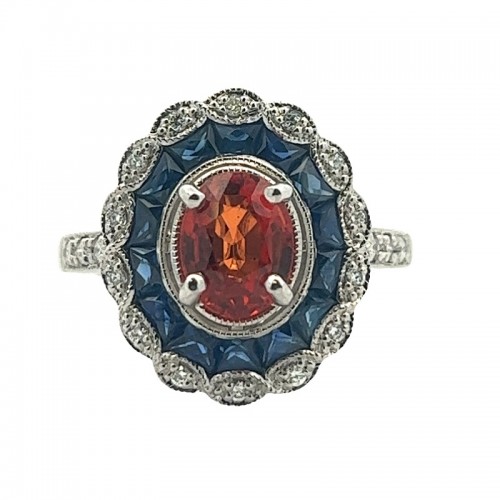 Oval Spirit Ring with Double Fancy Halo