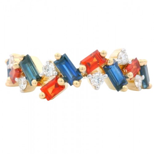 Mini Mosaic Sapphire and Diamond Spirit Ring