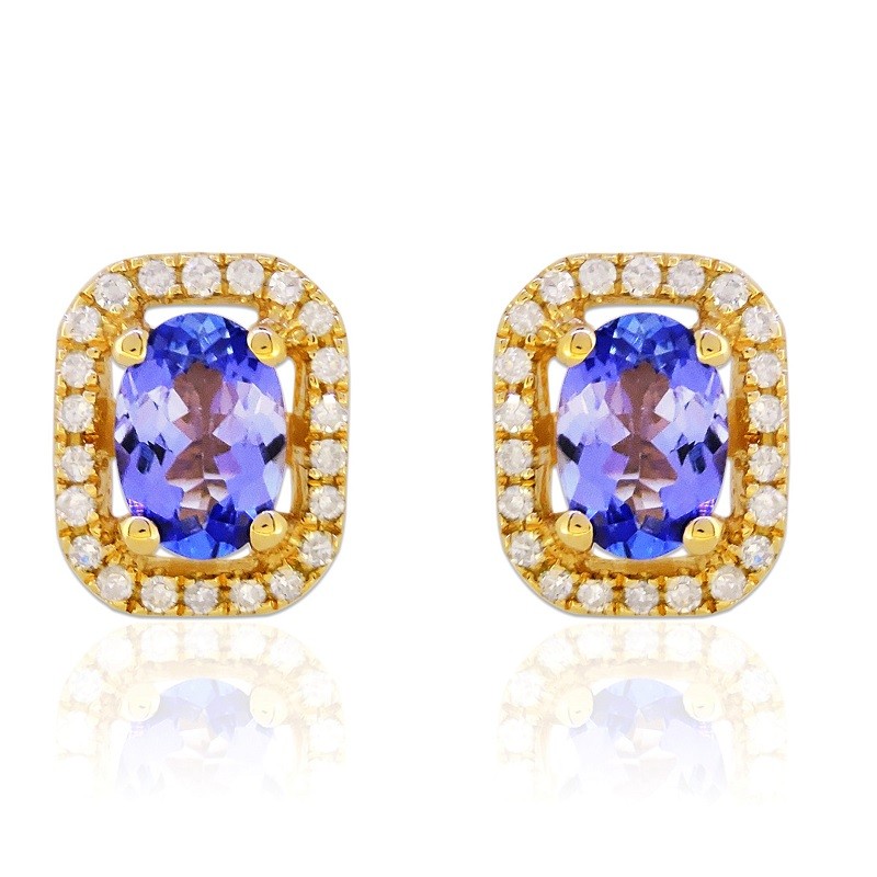 14Y Tanzanite Studs with Halo