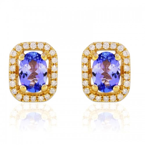 14Y Tanzanite Studs with Halo