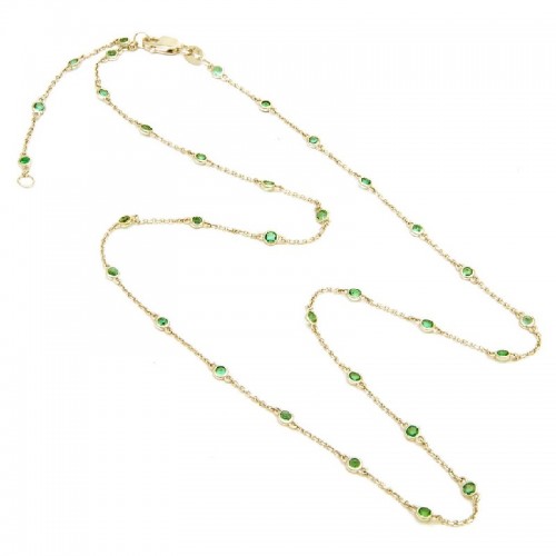 Emerald Bezel Station Necklace
