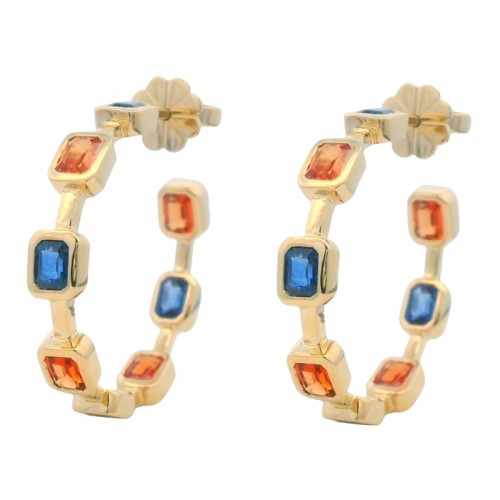 Sapphire Spirit Station Hoops in 14K Yellow Gold