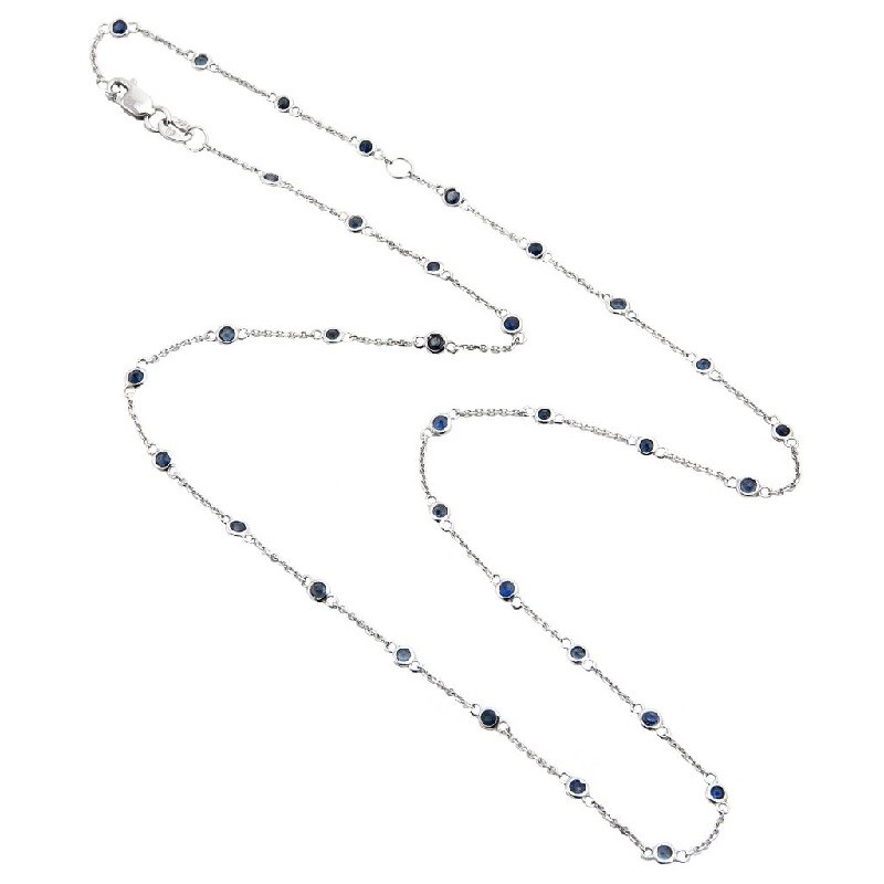 Sapphire Bezel Station Necklace