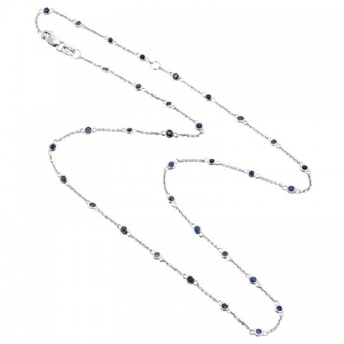 Sapphire Bezel Station Necklace