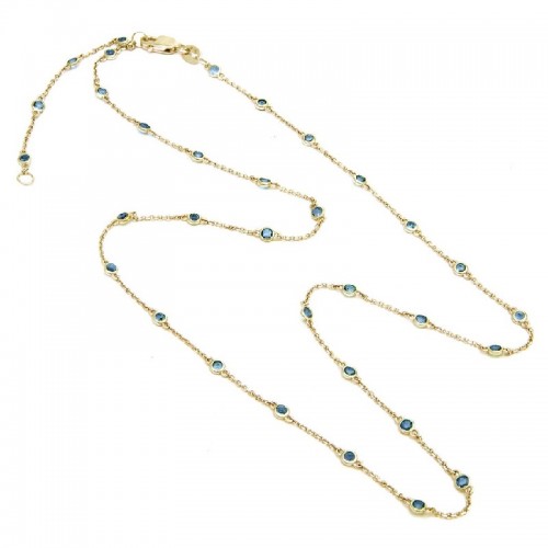 Sapphire Bezel Station Necklace