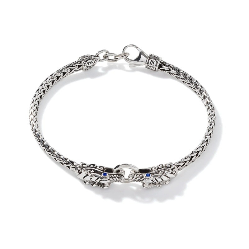 John Hardy Naga Double Dragon Bracelet with Blue Sapphires