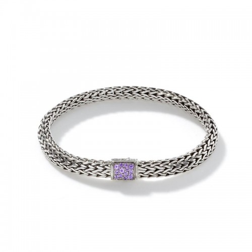 John Hardy Classic Chain 6.5mm Reversible Bracelet with Amethyst