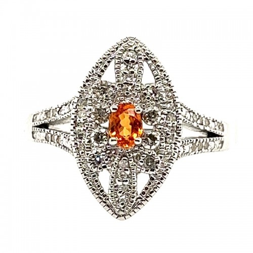 Sterling Silver Orange Sapphire Ring