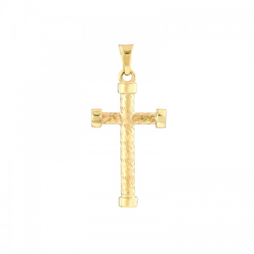 11mm Diamond Cut Twisted Cross Pendant in 10K Yellow Gold
