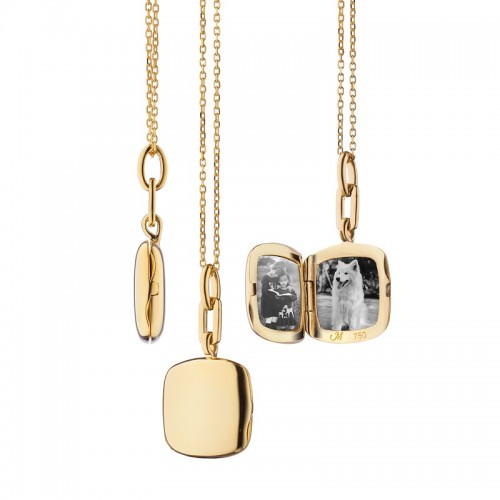 Monica Rich Kosann Slim Viv Gold Locket Necklace